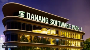 Phối cảnh thiết kế bộ chữ LED Danang Software Park 2 trên mái tòa nhà – Tâm Quang Minh