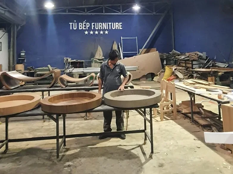 Pet furniture workshop at the Tam Quang Minh factory in Xuan Phu, Da Nang