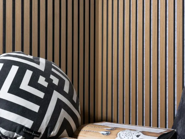 Illustrative image: wooden slat wall panelling