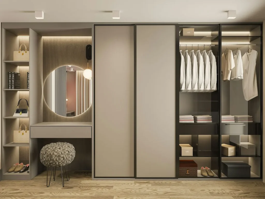 Built-in wardrobe with integrated lighting